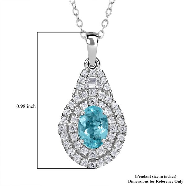 RHAPSODY zertifiziert und geprüft AAAA Paraiba Turmalin und VS-EF Diamant Anhänger mit 45cm Kette in 950 Platin - 2,22 ct. image number 5