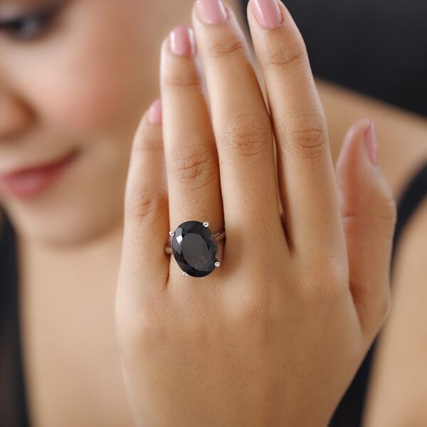 Rauchquarz Ring, 925 Silber platiniert (Größe 17.00) ca. 15,00 ct image number 3