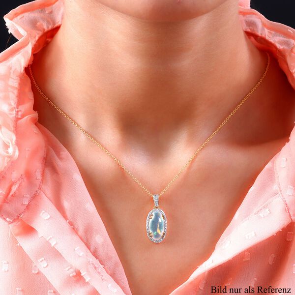 AA &auml;thiopischer Welo Opal und Zirkon-Anh&auml;nger mit 50cm Kette - 3,76 ct. image number 2