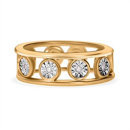 2er Set - Wei&szlig;er Diamant Ring, 925 Silber Gelbgold Vermeil (Gr&ouml;&szlig;e 19.00) ca. 0.10 ct