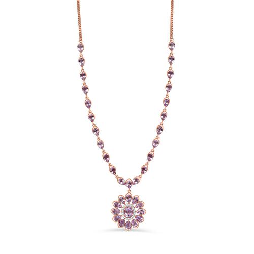 AA Rose De France Amethyst und Zirkon Halskette, 45 cm - 25,54 ct. image number 0