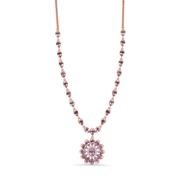 AA Rose De France Amethyst und Zirkon Halskette, 45 cm - 25,54 ct.