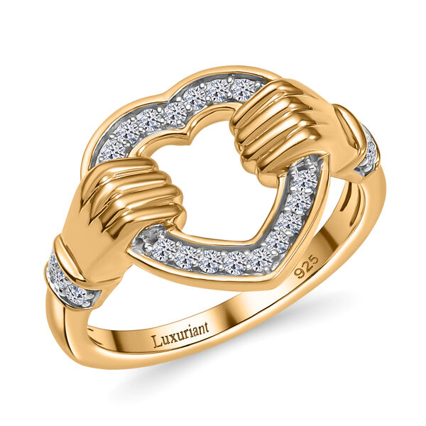 LUXURIANT SI Labor Diamant Ring, 925 Silber 750 Gelbgold Vermeil - 0,24 ct. image number 4