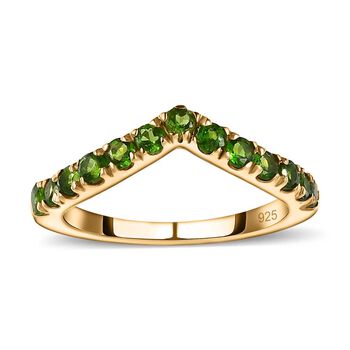 Nat&uuml;rlicher Chromdiopsid Ring, 925 Silber Gelbgold Vermeil (Gr&ouml;&szlig;e 20.00) ca. 0.86 ct