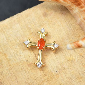 AAAA Blaze Feueropal und Moissanit Anh&auml;nger - 0,28 ct.