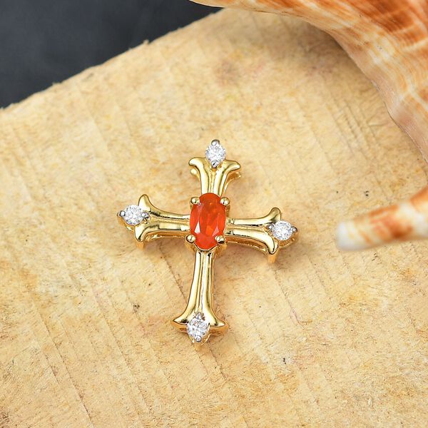 AAAA Blaze Feueropal und Moissanit Anhänger - 0,28 ct. image number 2