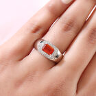 Mexikanischer Kirschfeuer-Opal und Zirkon Ring 925 Silber platiniert image number 2