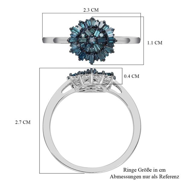 Blauer Diamant-Ring, 925 Silber platiniert  ca. 0,50 ct image number 6