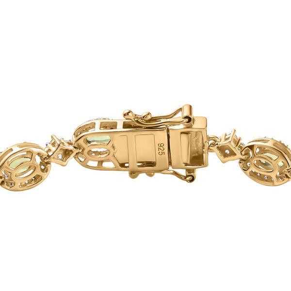 Nat&uuml;rliches AAA Calabar-Turmalin, Wei&szlig;er Zirkon Armband, ca. 19 cm, 925 Silber Gelbgold Vermeil, ca. 7.01 ct image number 4