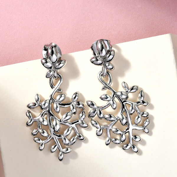 Blatt Ohrhänger 925 Silber platiniert  image number 2