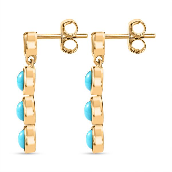 AA Sleeping Beauty T&uuml;rkis, Wei&szlig;er Zirkon Ohrringe 925 Silber 750 Gelbgold Vermeil ca. 1,19 ct. image number 5