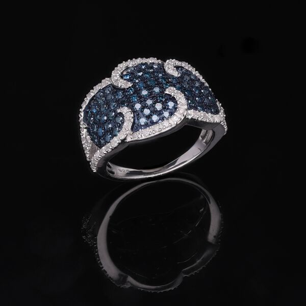 Blauer Diamant Ring, 925 Silber platiniert (Gr&ouml;&szlig;e 18.00) ca. 1.00 ct image number 2