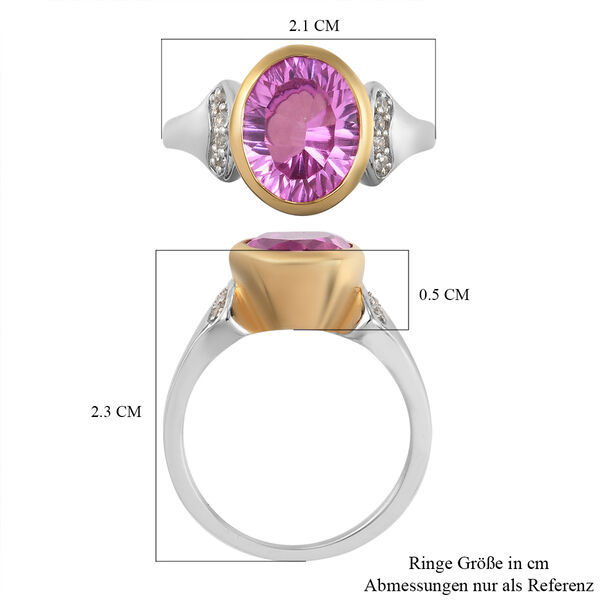 Kunzit-Triplett-Quarz und wei&szlig;er Zirkon-Ring, 925 Silber Bicolor  ca. 3,01 ct image number 7