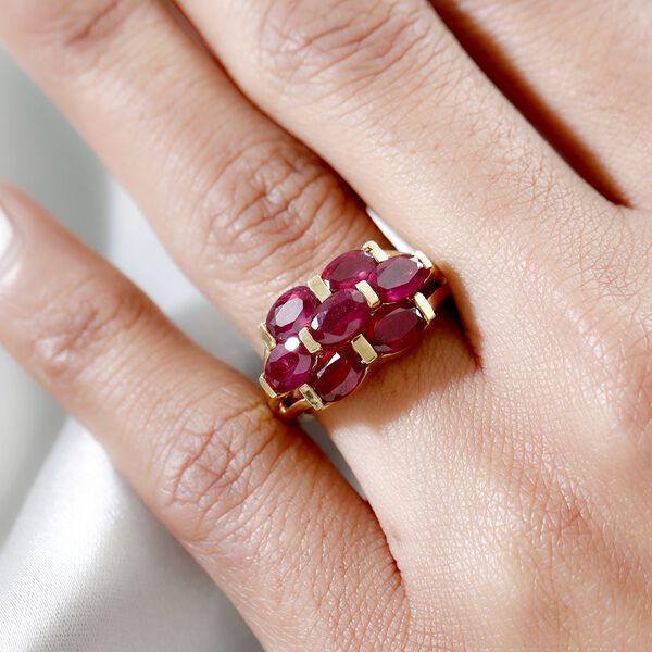 Afrikanischer Rubin (Fissure gefüllt) Ring 925 Silber vergoldet image number 2