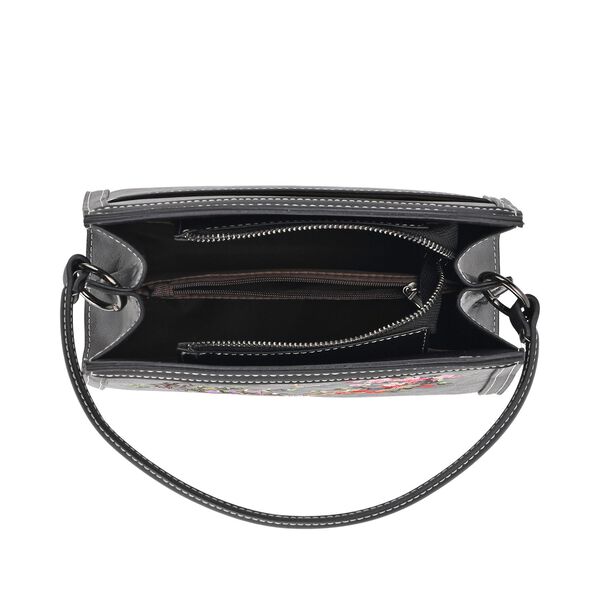 Bestickte Crossbody-Tasche, Rentier-Design, 25x11x21cm, Anthrazit image number 7