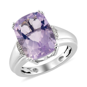 Lavendel Mond Quarz und Zirkon Ring 925 Silber platiniert  ca. 6,21 ct