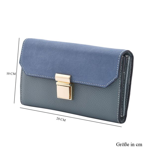100% Echtleder Clutch mit RFID Schutz, Blau image number 7