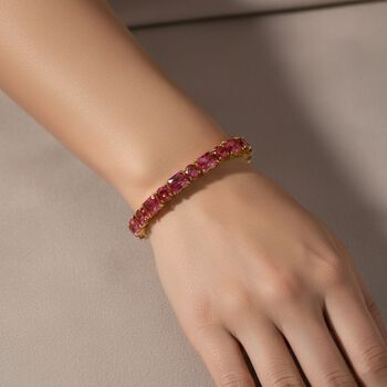D'Joy Lab Grown Padparadscha-Saphir Armband ca. 18 cm 925 Silber 750 Gelbgold Vermeil ca. 37.93 ct