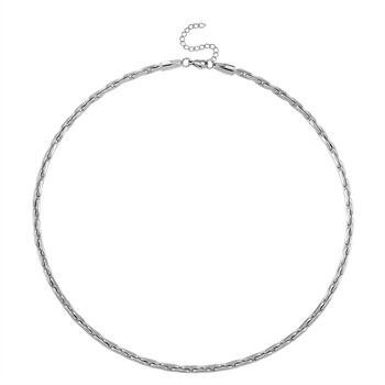 2er-Set Halsketten, Edelstahl, silberfarben, Gliederkette und Schlangenketten-Optik, ca. 50 + 5 cm