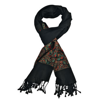 Jamawar Schal aus Viskose, schwarz