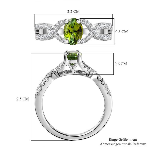 Nat&uuml;rlicher AA Calabar-Turmalin, Wei&szlig;er Zirkon Ring, 925 Silber platiniert, (Gr&ouml;&szlig;e 19.00) ca. 3.36 ct image number 7