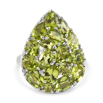 Nat&uuml;rlicher Peridot-Ring, 925 Silber platiniert (Gr&ouml;&szlig;e 16.00) ca. 7,43 ct