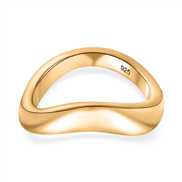Wellen-Design Ring, 925 Silber 750 Gelbgold Vermeil, (Gr&ouml;&szlig;e 18.00) ca. 5,37g