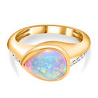 Natürlicher, äthiopischer Opal und Zirkon-Ring, 925 Silber Gelbgold Vermeil (Größe 16.00) ca. 1.76 ct