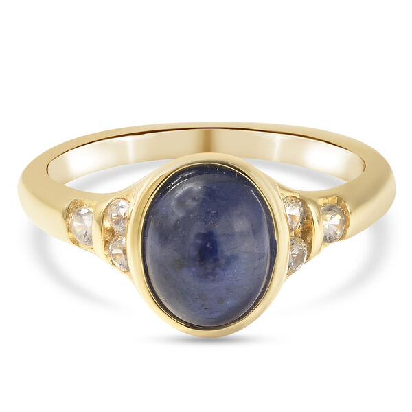 Masoala Saphir und Zirkon-Ring, 925 Silber vergoldet, 3,45 ct. image number 6