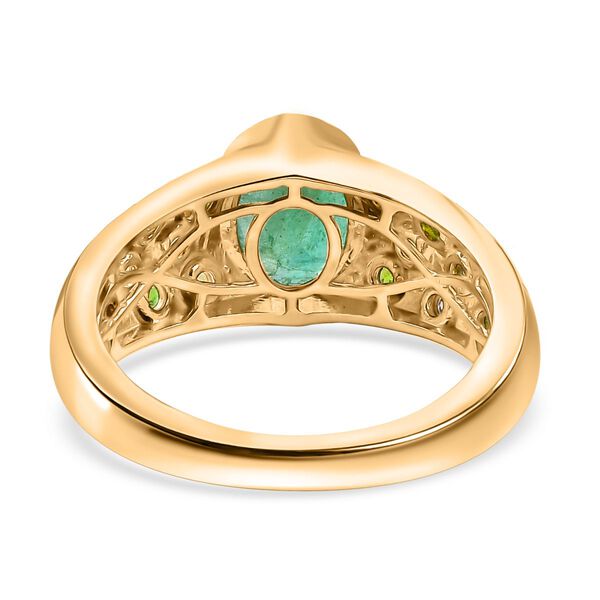 Kagem Sambischer Smaragd, Natürlicher Chromdiopsid Ring 925 Silber 750 Gelbgold Vermeil (Größe 21.00) ca. 1,52 ct image number 6