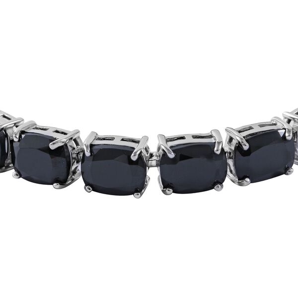 Schwarzes Spinell Armband, ca. 20 cm, 925 Silber platiniert ca. 66,00 ct image number 1