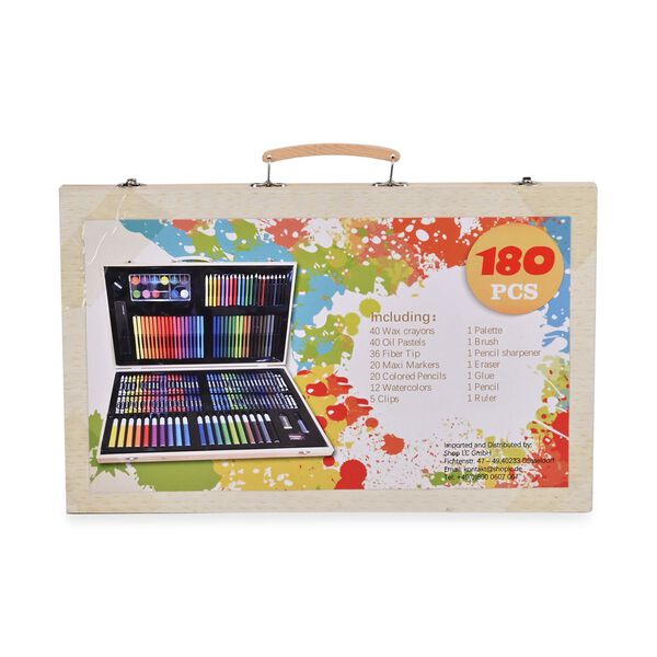 Mal- und Zeichnenset 180tlg mit Malholzkoffer: Aquarell, Öl, Pastell, Buntstifte, Mini-Bleistifte image number 3