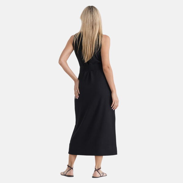 LA MAREY langes Strickkleid mit Stretchg&uuml;rtel, Einheitsgr&ouml;&szlig;e, passend f&uuml;r EU 36 bis 42, L&auml;nge 132 cm, Schwarz image number 3