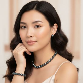 3er-Set pfaufarbenes Muschelkernperle Schmuckset