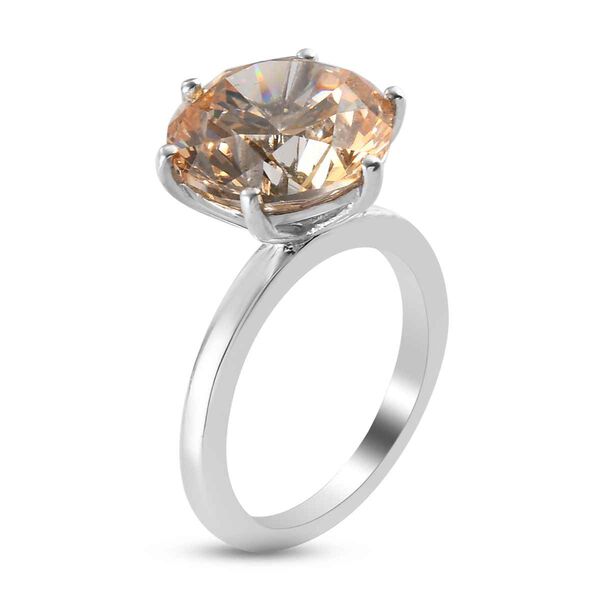 LUSTRO STELLA Hergestellt mit ausgefallen gelbem ZIRKONIA Solitär-Ring 925 Silber Platin-Überzug image number 5