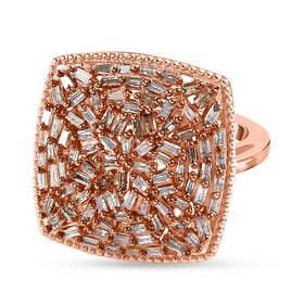 Natürlicher Champagner Diamant-Ring, 925 Silber Roségold Vermeil (Größe 16.00) ca. 1,00 ct