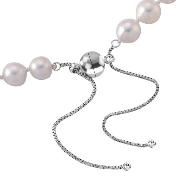 ONE TIME CLOSE OUT DEAL - Wei&szlig;e Edison Perle (9-10 mm) Halskette ca. Flexibles cm 316L Edelstahl image number 4