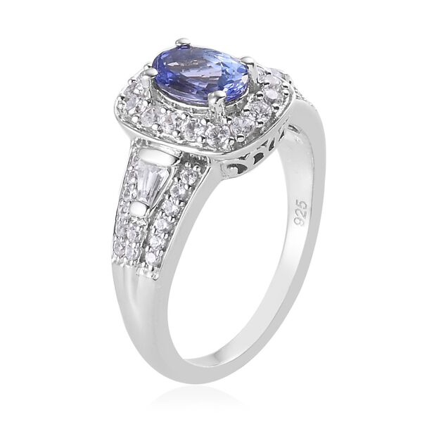 Tansanit Ring 925 Silber Platin-Überzug image number 4