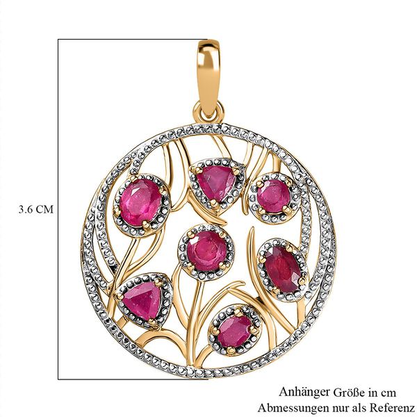 Afrikanischer Rubin (Fissure gefüllt) Anhänger 925 Silber Gelbgold Vermeil ca. 2.43 ct image number 6