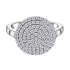 Weißer Diamant Cluster-Ring, 925 Silber platiniert (Größe 21.00) ca. 1.00 ct