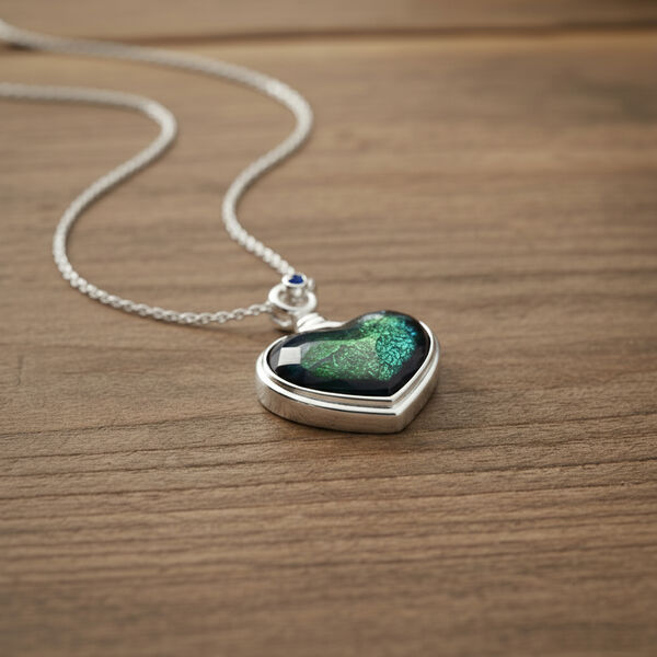 Majestätischer Wächter - Schwarzer Jadeit (Herz), Zirkonia Anhänger mit Kette ca. 50 cm 316L Edelstahl, Legierung image number 1