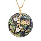 Abalone Muschel, Harz Anhänger mit Kette, Reiner Edelstahl, goldfarben