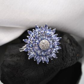 Tansanit und Moissanit Ring - 3,51 ct.