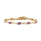 Natürlicher AA Marokkanischer Amethyst, Weißer Zirkon Armband, ca. 20 cm 925 Silber Gelbgold Vermeil ca. 5.60 ct