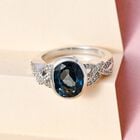 London Blau Topas und weißer Zirkon Ring, 925 Silber platiniert (Größe 18.00) ca. 4.55 ct image number 1