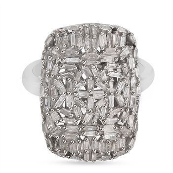 Diamant Cluster Ring 925 Silber platiniert (Gr&ouml;&szlig;e 20.00) ca. 1,00 ct