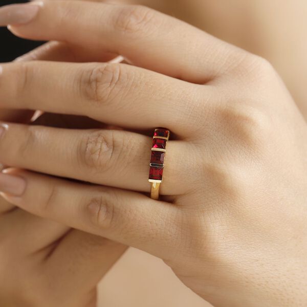 J Francis gefertigt mit SWAROVSKI- Siam Farbe Swarovski Kristall Ring, 925 Silber vergoldet image number 2