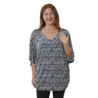 TAMSY - Drapiertes Top mit V-Ausschnitt, One Size, geometrisch schwarz/wei&szlig;