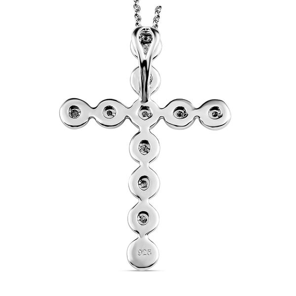 Wei&szlig;er Diamant Kreuz-Anh&auml;nger mit Kette, 925 Silber platiniert ca. 0.10 ct image number 5