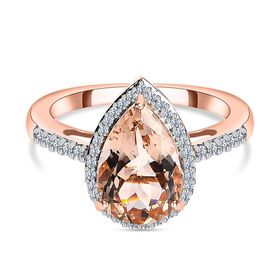 AAA Morganit, Weißer Diamant Ring, 585 Gold (Größe 18.00) ca. 3.07 ct